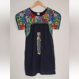 Floral Embroidered Black Dress